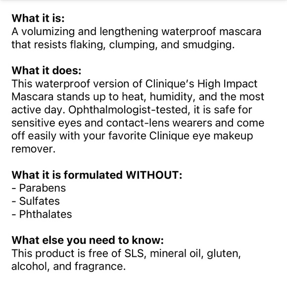 NEW FULL SIZE CLINIQUE HIGH IMPACT WATER PROOF MASCARA IN BLACK - Picture 7 of 8